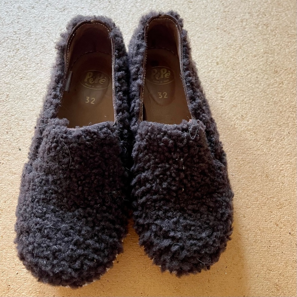 Pèpè leather & Wool Slip on size 1 EU 32. Made in Italy
